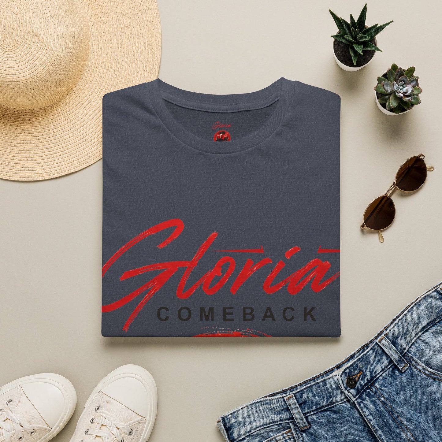 Gloria Comeback T-Shirt — Retro Red Script Graphic Tee