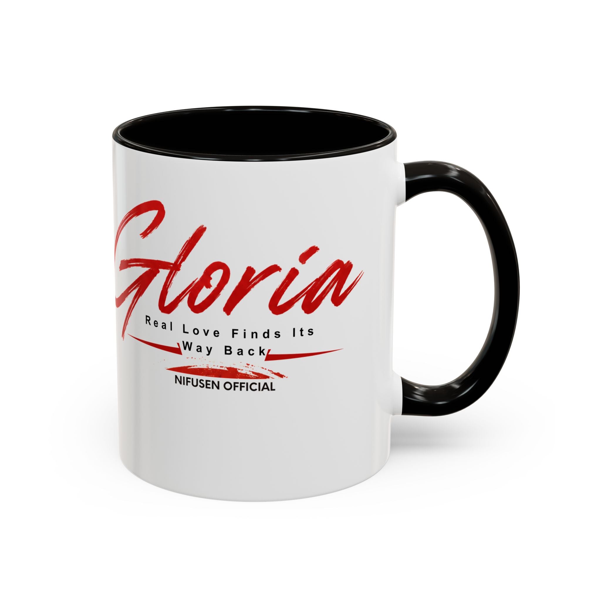 Gloria Script Photo Mug — Inspirational 'Real Love Finds Its Way Back' Coffee Cup (11oz/15oz)