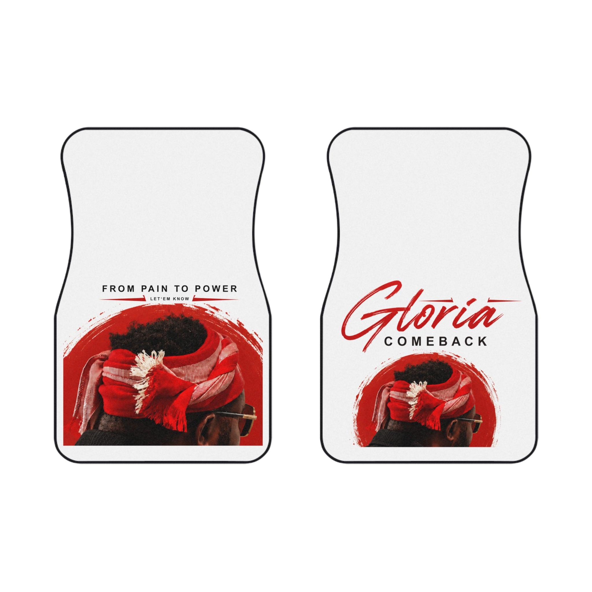 Car Mats — 'Gloria Comeback' Red Scarf Design (Front Pair)