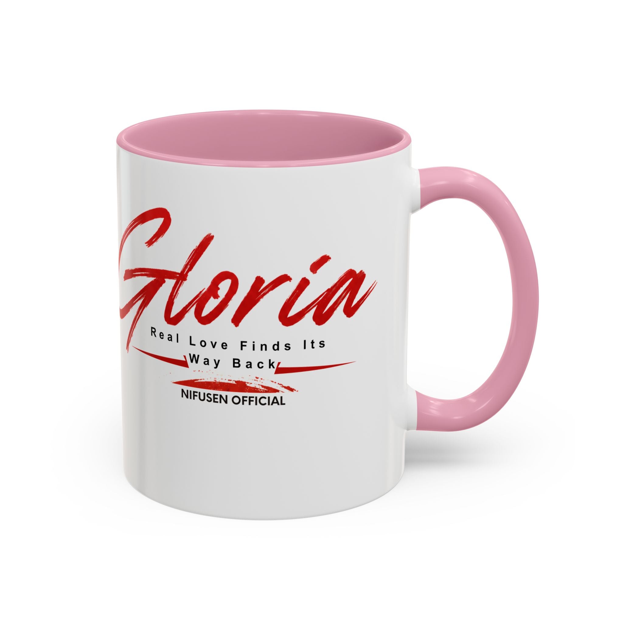 Gloria Script Photo Mug — Inspirational 'Real Love Finds Its Way Back' Coffee Cup (11oz/15oz)