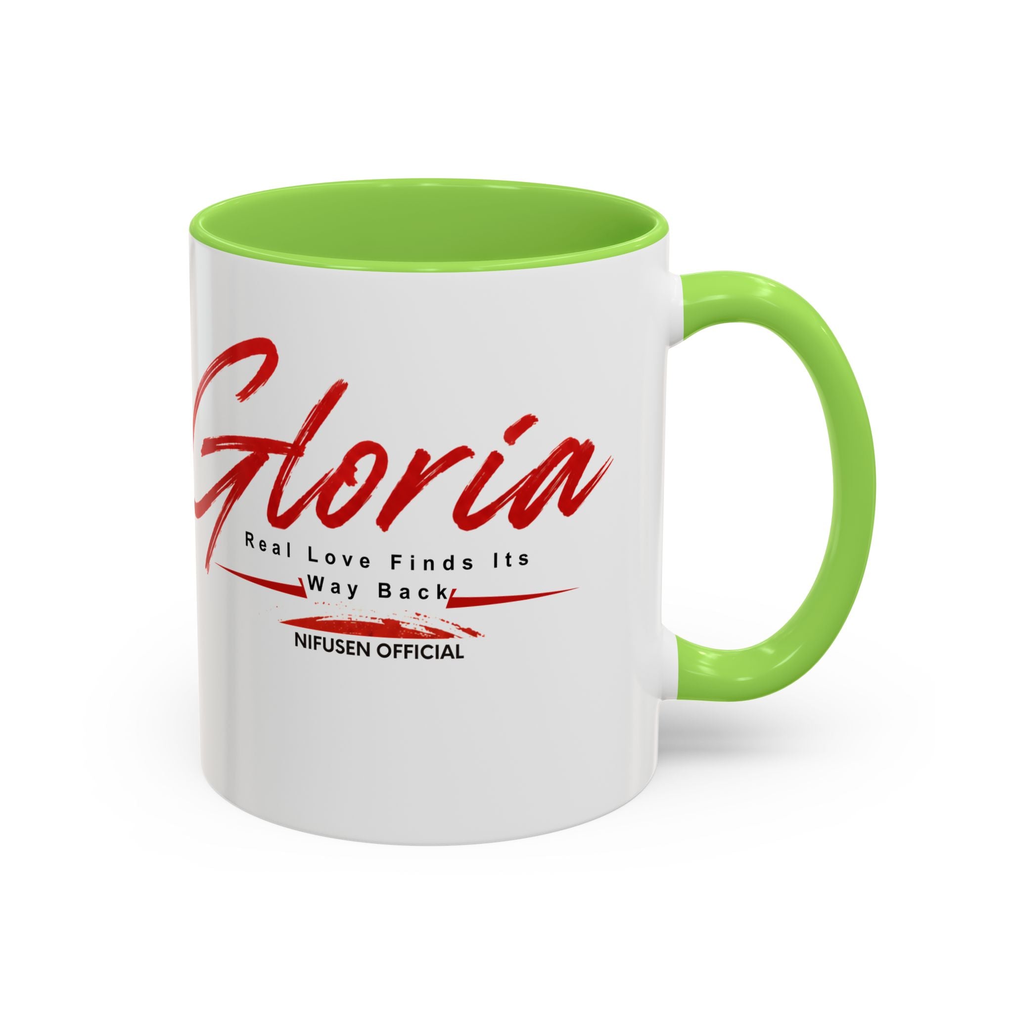 Gloria Script Photo Mug — Inspirational 'Real Love Finds Its Way Back' Coffee Cup (11oz/15oz)