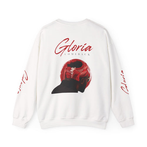 Gloria Lumeriak Crewneck Sweatshirt — Red Helmet Graphic Pullover