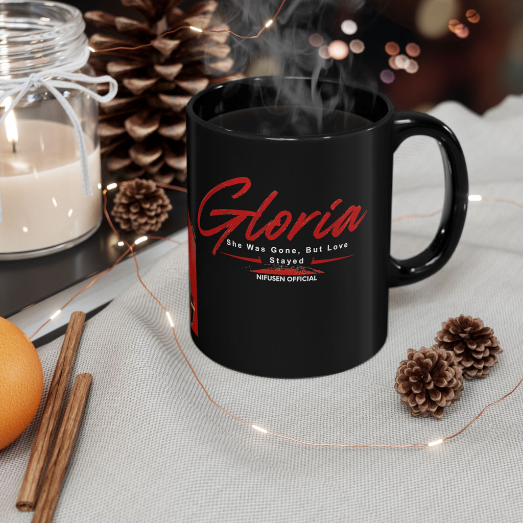 Gloria Tribute Mug – Black Ceramic Memorial Coffee Cup (11oz/15oz)
